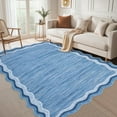 thumbnail image 1 of Garvee 9'x12' Scalloped Area Rugs, Washable Rugs Modern Abstract Irregular Rug Print Carpet, Non-Slip Low Pile Distressed Indoor Rugs for Living Room Bedroom Dining Room, Blue, 1 of 9