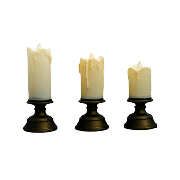 Coollooc Waterproof Outdoor Flameless Candles with Stander, 500 Hours Battery Operated Flickering LED Pillar Candles for Outdoor Larterns, Porch,Fall Christmas Decor