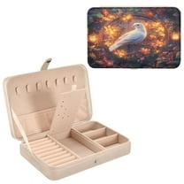 BZSMCE Leather Jewelry Box - Rectangular Dove Of Dreams Pattern 8.27x5.5x1.78in Beige