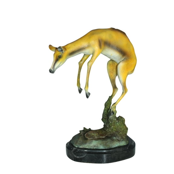 Nifao Jumping Impala bronze statue – Home Decor Sculpture, 9"L x 7"W x 16"H