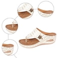 thumbnail image 5 of Rokment Women's Orthopedic Wedges Flip Flops Dress Sandals 2026 Summer Fashion Casual Comfortable Leather Platform Arch Support Walking Thongs Beach Slip on Slides Beige Size 6, 5 of 7