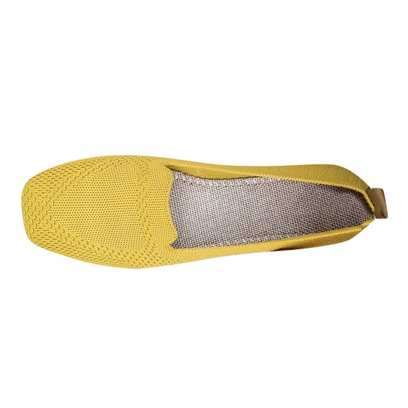 hlysgo Women's Flats Shoes Knitted Lightweight Casual Slip On Loafers Soft Comfort Breathable Mesh Work Ballet Shoes Yellow,42