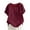 Wine, variant on Qertyioot Women Short Sleeve Linen Shirts 2024 Trendy Crewneck Flower Printed Tees Blouse Casual Comfy Cotton Summer Tops