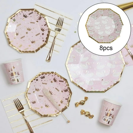 

8 Pieces Pink Dinner Plate Environmental Friendly Dinnerware for Baby Shower Graduation Valentine S Day Engagement Birthday Party