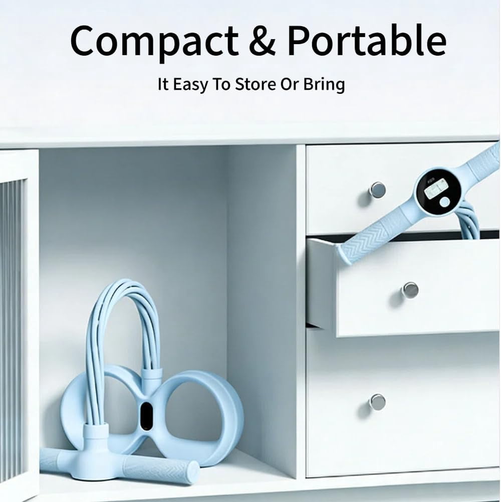 Smart Foot Pedal Puller, 6 Tube Pedal Puller Resistance Band with Digital Counter & Handles, Adjustable Fitness Resistance Rope Trainer for Waist, Arm, Leg Stretching Training