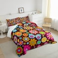 thumbnail image 4 of Groovy Flower Comforter 70s Retro Psychedelic Floral Groovy Bedding Queen Women Bohemian Abstract Vintage Hippie Duvet Insert Boho Disco Indie Room Decor Rainbow Butterfly Print Quilt, 4 of 6