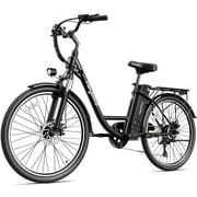Heybike Cityscape vélo électrique, 350W vélo de ville électrique jusqu'à 40 miles Batterie amovible, 7 vitesses et amortisseur, 26" vélo de banlieue électrique pour les adultes.