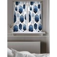 thumbnail image 5 of Navy Blue Geometric Tier Curtains 45 Inch Length, Sheer Curtains for Bedroom Living Room Window, Gold White Hexagon Modern Rod Pocket Voile Drapes Kitchen Curtains for Small Window 27.5"x45" 2 Panels, 5 of 7