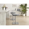 thumbnail image 3 of Casabianca Home CB-C103G Harbor PU-Leather Adjustable Bar Stool in Gray with Brushed Stainless Steel Swivel Base, 3 of 3
