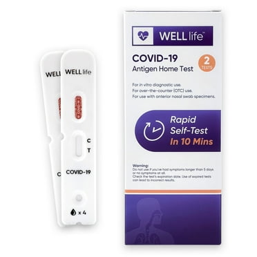 WELLlife COVID-19 Rapid Antigen Home Test Kit, 2 Tests per Kitbox with Holder