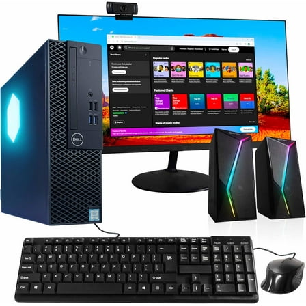 Restored Blair Tech Dell Optiplex Computer PC w/RGB Lighting | Windows 11 Pro | Ultra Fast Intel i5-8500 | 16GB DDR4 RAM | 1TB SSD Solid State | New 24in LCD Monitor | Home or Office PC (Refurbished)