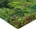 thumbnail image 2 of Ambesonne Outhouse Fitted Sheet, Spring Forest Worn Hut, Twin XL Size, Fern Green and Grey, 2 of 3