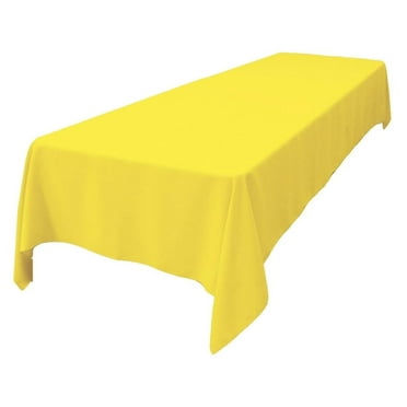 Jiowenm Polyester Poplin Washable Rectangular Tablecloth, Stain and Wrinkle Resistant Table Cover 60x144, Fabric Table Cloth For Dinning, Kitchen, Party, Holiday 60 by 144-Inch, Yellow Light