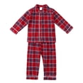 thumbnail image 2 of Tfken Unisex Boys Girls Pajamas Set Notch Neck Long Sleeve Straight-Leg Loungewear Plaid Print Relaxed Daily Wear Red Outfits Sets Size 8-9 Years, 2 of 9