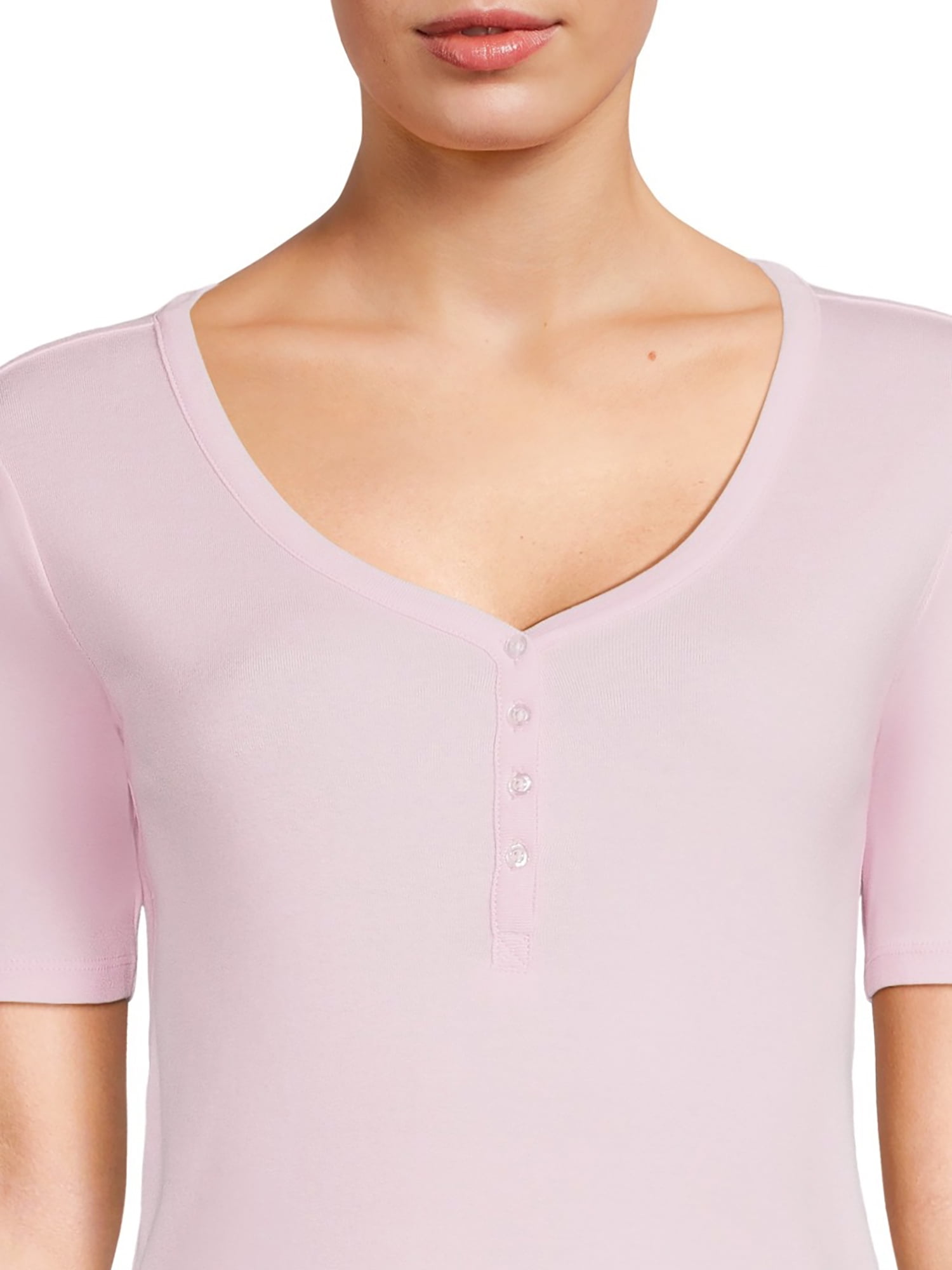 RealSize Women's Ribbed Henley Shirt, Sizes XS-3XL