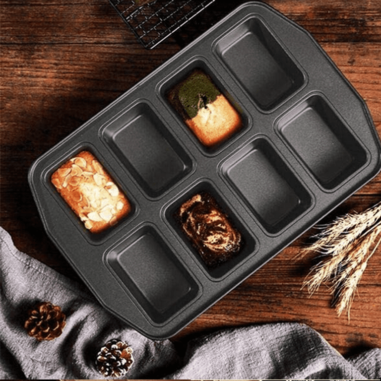 Nonstick Mini Loaf Pan , Carbon Steel Mini Bread Pan 8 Cavities, Non-toxic  & Easy Cleanup,Grey 