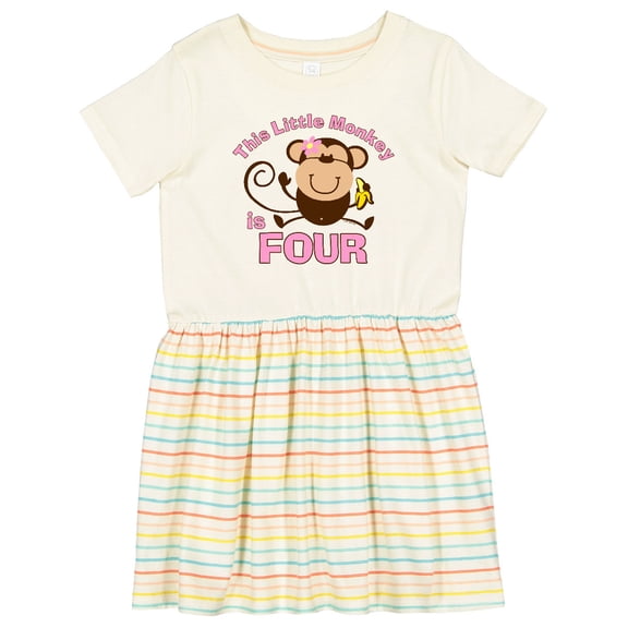 Inktastic Little Monkey Girl 4th Birthday Girls Toddler Dress