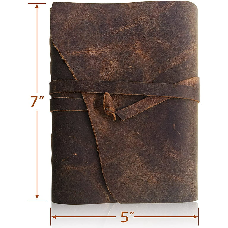 PRASTARA Leather Journal – Small Leather Journals – Vintage Leather Journal  for Men & Women – Handmade Leather Notebook – Unlined paper Sketchbook  Drawing Journal – 5 x 7 Inch – THE JOURNEY 