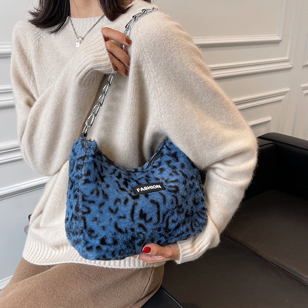 Generic Women Leopard Print Shoulder Bag Winter Chain Plush Crossbody Bags 02 Other