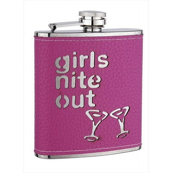 FJX Wholesale HFL-W036P 6oz Pink Girls Night Out Stainless Steel Hip Flask