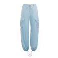 thumbnail image 6 of Women's Low Waist Cargo Pants Casual Solid Color Harajuku Vintage Y2K Low Rise Baggy Jogger Relaxed Cinch Pants Trousers, 6 of 7