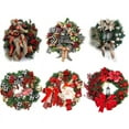 thumbnail image 5 of Christmas Buffalo Plaid Bow Door Wreath Artificial Pine Cones Bell Garland Decor, 5 of 18
