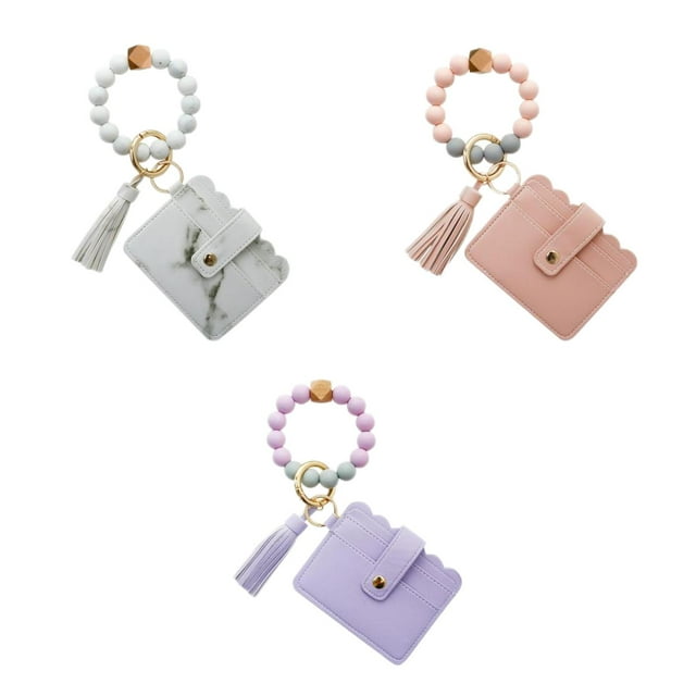 3 Piezas Llavero con Monedero Monedero para Mujeres Niñas, Llavero Grande Muñequera Llavero Cadena Monedero Monedero Cartera Titular de