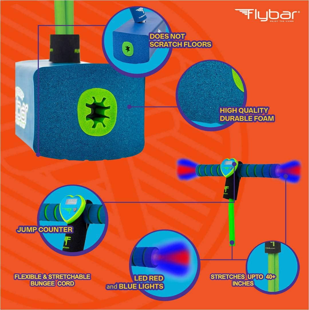 Blue Foam Pogo Stick for Kids Bungee Jumper Boing Kid Jumper and Durable Foam for Toddlers Jumparoo Sports Outdoor Indoor Play Boing Bounce Squeak Gams Jumper for 3 Years Up Accept 250LBS