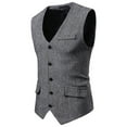 thumbnail image 2 of AOOCHASLIY 2023 Men Fall Coat Men's Winter Formal Bussiness Tuxedo Suit Waistcoat Vest Jacket Coat, 2 of 5
