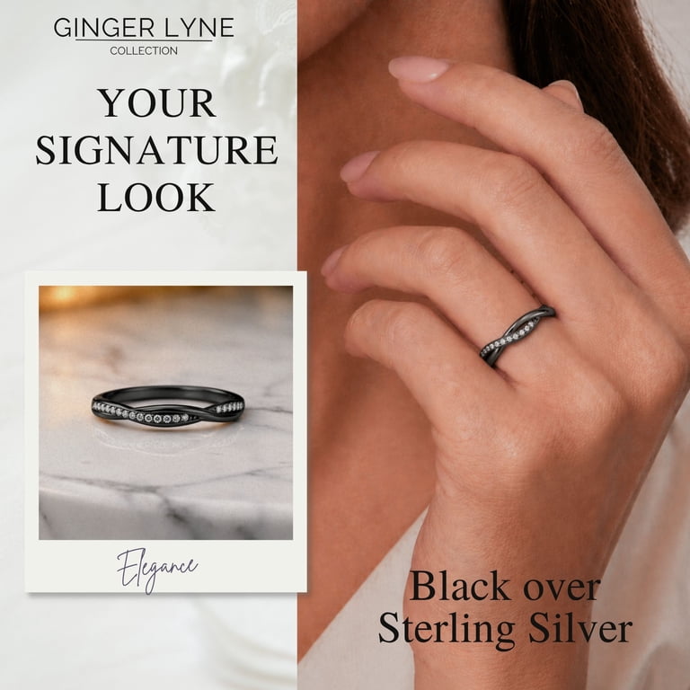 Ginger Lyne Queena Black Rhodium Wedding Band, Size 8 photo 7