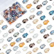140 Pcs 14 Colors Glass Fish Charms Beads Electroplate Sea Animals Loose Spacer Beads Ocean Themed Translucent Beads for Earring Necklace Bracelet Jewelry Crafts Making Mixed Color
