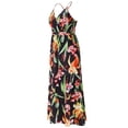 thumbnail image 4 of HKEJIAOI Robe Fleurie pour Femmes Rabais Liquidation Robes Décontractées Robe Maxi Asymétrique pour Femmes Décontractée Col en V Été Robes Fleuries Sans Manches Noir, 4 of 9