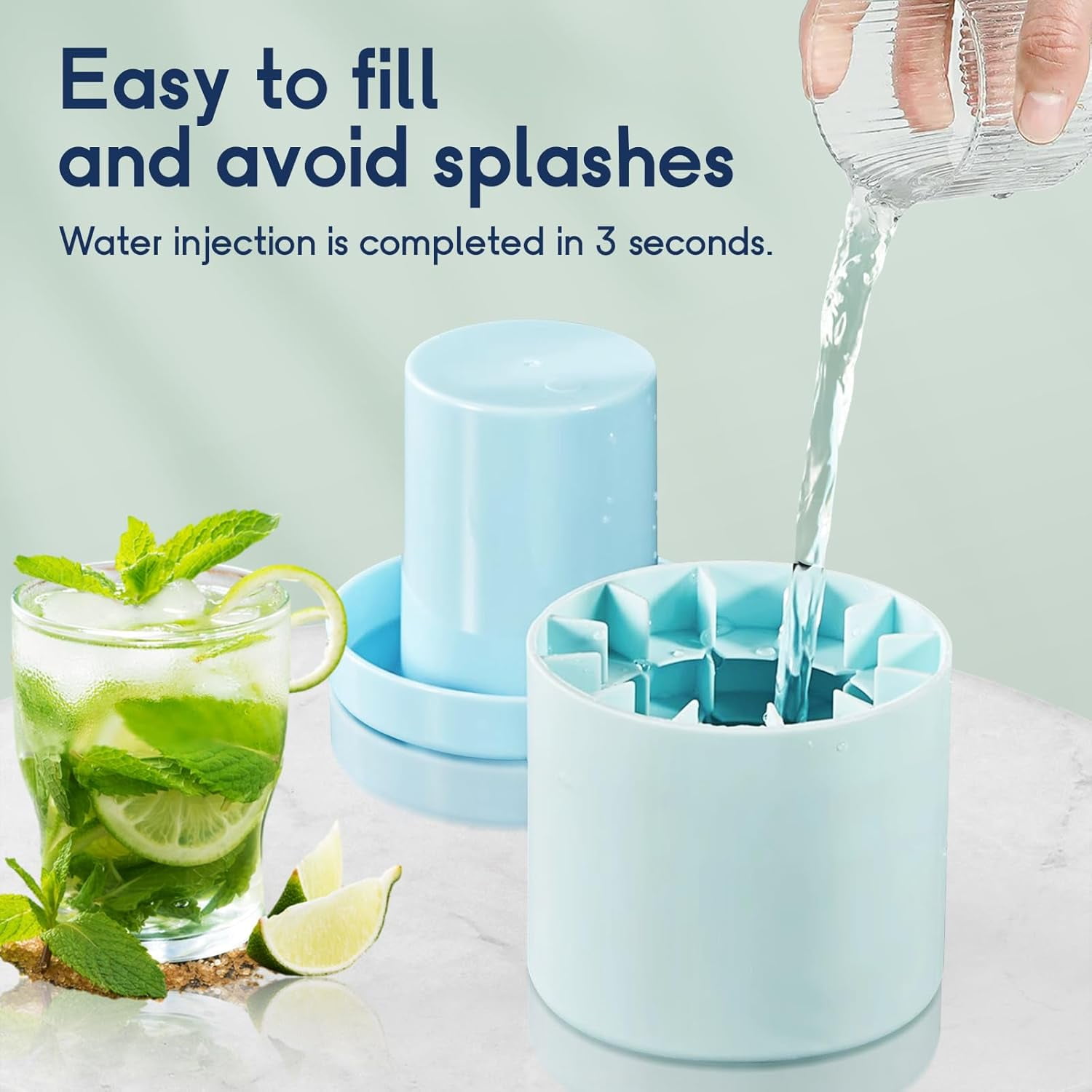 BYXAS Ice Cube Trays 4 PCS,Silicone Ice Cube Molds, Crushed Ice Maker Cup,Cylinder Ice Cube Maker Cup,Easy Release Ice Cup,Holds to 60 Ice Cubes Portable Ice Bucket Mold(Blue)