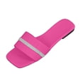 thumbnail image 2 of Xdegoge Slides Sandals Women Open Toe Rhinestone Single Band Flat Slides Square Toe Sparkly Crystal Slip On Slippers Casual Poolside Shoes, 2 of 8