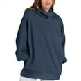 thumbnail image 6 of CaComMARK PI Women's Sweatshirt Oversized Long Sleeve Cowl Neck Casual Loose Fall Trendy Pullover Tunic Tops with Pockets Navy 10(XL), 6 of 6