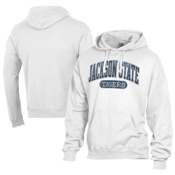 Men's Comfort Wash White Jackson State Tigers Lightweight Fleece Pullover Hoodie