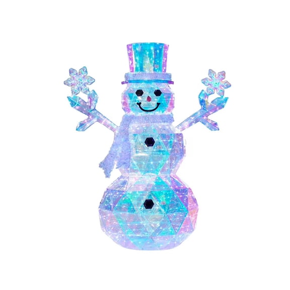 6-Foot Pre-Lit Prismatic Snowman with Colorful Lights Christmas Holiday Decoration