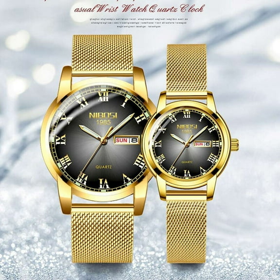 2022 New NIBOSI Lover Watches Mesh Fashion Quartz Gold Watch Mens Watches Top Brand Luxury Women Watch Couple Relogio Masculino