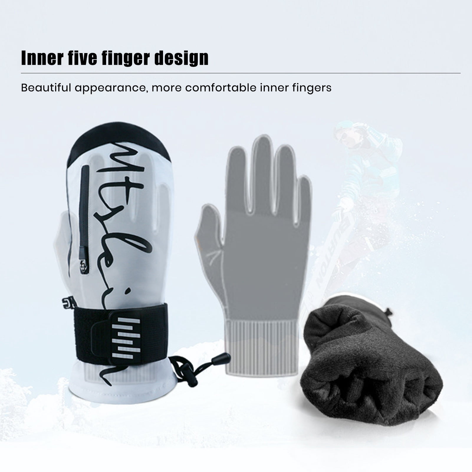 Eoperou Ski Gloves with Built-in Wrist Guards: EVA Shock Absorber Winter Gloves Waterproof Snowboard Gloves