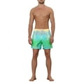 thumbnail image 2 of Unique Bargains Men's Tie Dye Printed Elastic Waistband Vacation Swim Trunks Green 34, 2 of 5