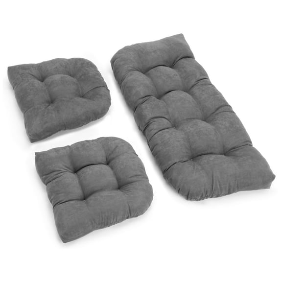 Blazing Needles U-Shaped Microsuede Tufted Settee Cushion Set (Set of 3)