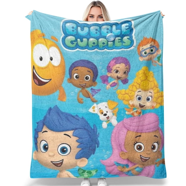 Manta de BUBBLE GUPPIES en varios tamaños (127 x 101 cm). Manta de franela acogedora, ligera y ultrasuave, ideal para sofá, viajes, aire acondicionado y ropa de cama.