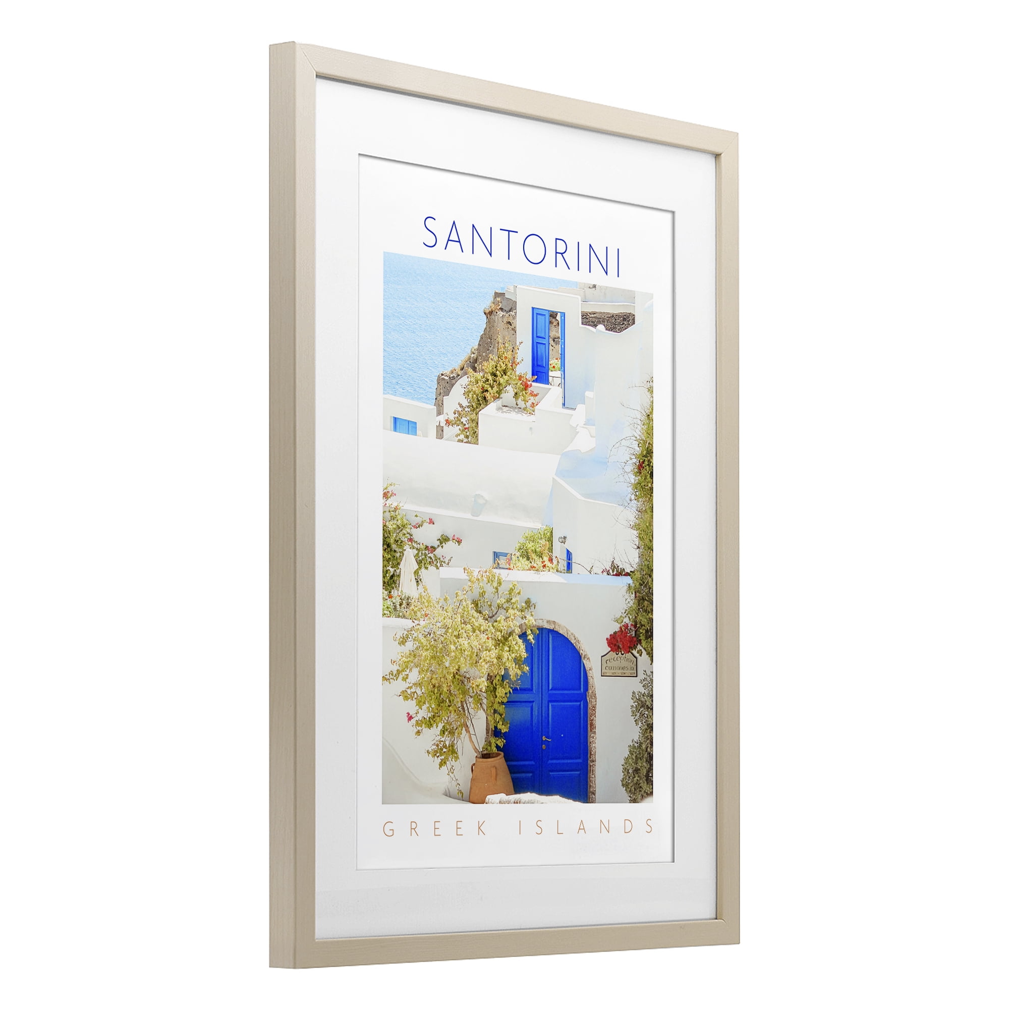 Stupell Industries Santorini Greek Islands Birch Framed Print Under Glass, design by Erin Marie
