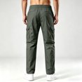 thumbnail image 4 of Mens Cotton Flex Stretch Cargo Pants Elastic Waist Drawstring Hiking Work Pants Lightweight Multi Pockets Outdoor Casual Pants, 4 of 5