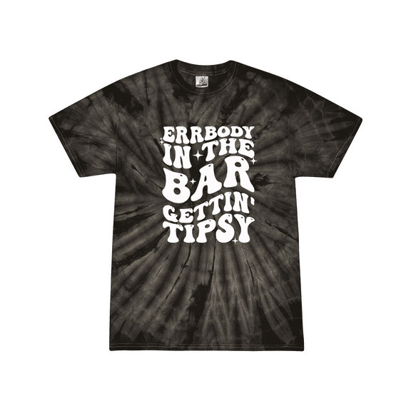 Womens Cute Tie-Dye Fun Errrybody In The Bar Gettin' Tipsy Ladies Short Sleeve Tie-Dye T-Shirt-Black Tie-Dye-Medium