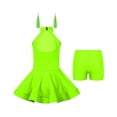 thumbnail image 2 of Alvivi Kids Girls Dancing Clothes Set Sleeveless Latin Dress+Boxer Shorts+Tassel Earrings, 2 of 4