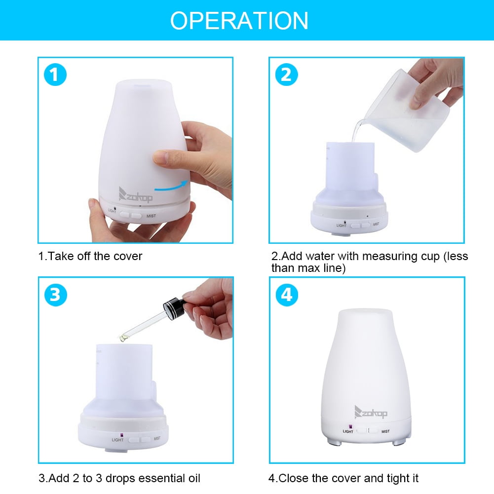 110V 200ML Aroma Diffuser with White Controller US Plug, Portable for Bedroom, Livingroom