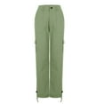 thumbnail image 5 of Womens Cargo Pants Bussiness Work Pants Casual Straight Leg Long Pants Elastic Waist Trousers with Pockets Flare Trousers for Women S-144 Green M, 5 of 7