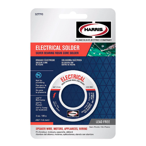 Harris 327793 Electrical Solder Silver Bearing Rosin Core, 3 oz