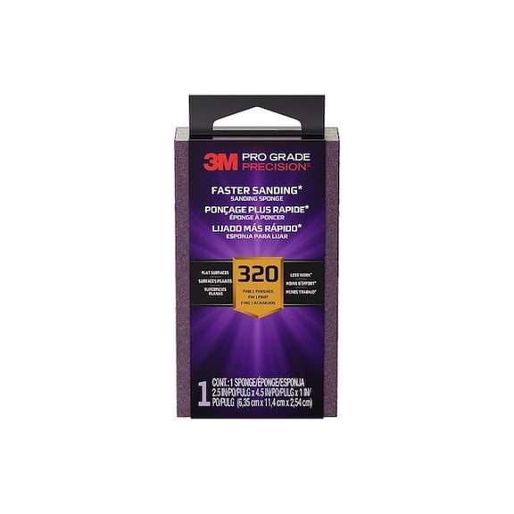 3m Sanding Sponge,Aluminum Oxide,320 Grit FSB320-PGP-1T
